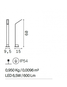Agos pt small 3000k palo paletto led 6.5watt  IP54 esterno illuminazione giardino antracite 60cm 2