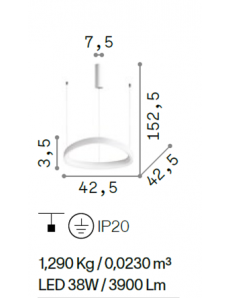 Gemini lampadario design camera oro Ø42 led 38watt 3000k 2