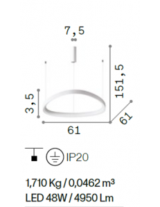 Gemini lampadario cucina oro Ø61 led 48 watt luce calda 2
