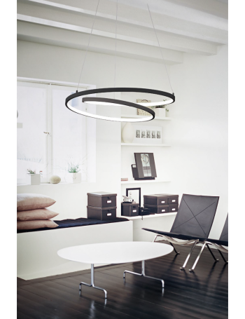 Oz big lampadario anello spirale nero Ø80 led 59 watt luce calda