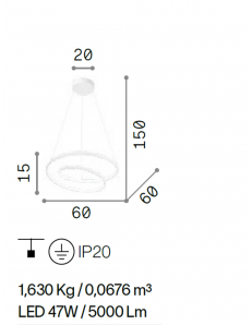 Oz small lampadario design nero Ø60 led 47 watt 5000 lumen 2
