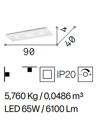 Relax media plafoniera Led 64watt luminosa bianca rettangolare dimmerabile