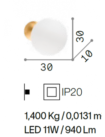 Eclissi applique led 11watt bianco e oro camera rotonda moderna