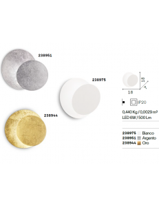 Tick applique led 6watt foglia oro rotonda moderna diffusore inclinabile 2