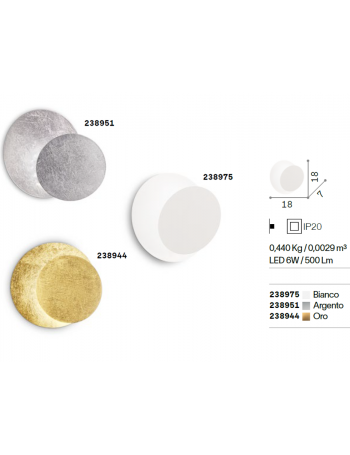 Tick applique led 6watt foglia oro rotonda moderna diffusore inclinabile