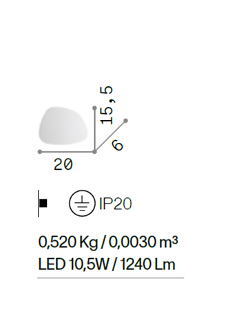 Peggy small applique led 10watt bianco luce indiretta forma irregolare