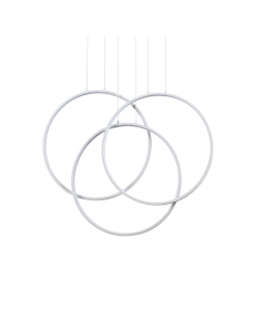 Frame lampadario led 82 watt anelli bianchi regolabili design