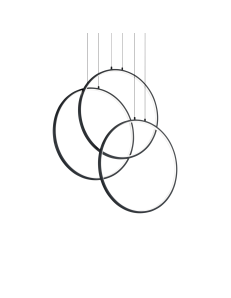 Frame lampadario led 82 watt anelli neri regolabili design