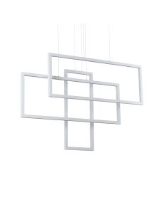 Frame lampadario led 93 watt rettangolii bianchi regolabili design