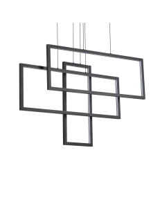 Frame lampadario led 93 watt rettangolii neri regolabili design 2