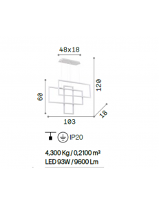 Frame lampadario led 93 watt rettangolii bianchi regolabili design 2