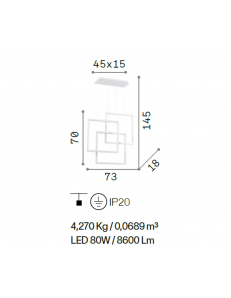 Frame lampadario led 80 watt quadrati neri regolabili design 2