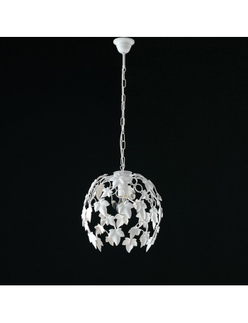 Edera lampadario in ferro laccato bianco con decorazione shabby e strass in cristallo 1 luce 