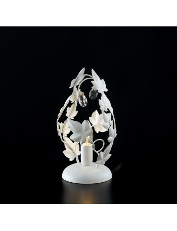 Edera lumetto in ferro laccato bianco con decorazione shabby e strass in cristallo 1 luce 