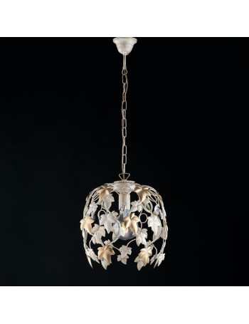 Edera lampadario in ferro laccato avorio con decorazione oro chiaro e strass in cristallo 1 luce 