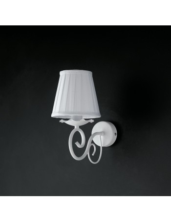 Alma applique in ferro laccato bianco con decorazione shabby e paralume bianco 1 luce 