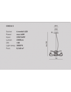 Cinzia lampadario moderno Ø74 led dimmerabile 46watt luce calda Gea luce 2