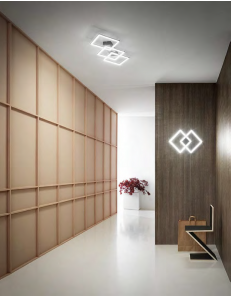 Afrodite piccola plafoniera led 28w doppio quadrato dimmerabile bianco oro titanio Gea luce 2