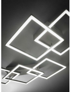 Afrodite grande plafoniera led 40w triplo quadrato dimmerabile bianco oro titanio Gea luce
