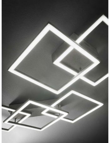 Afrodite grande plafoniera led 40w triplo quadrato dimmerabile bianco oro titanio Gea luce