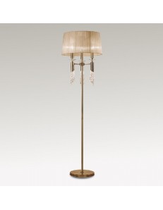 Tiffany lampada da terra ottone moderna con paralume ambrato