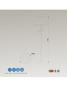 Paola  lampada da terra argento classica con paralume nero 2