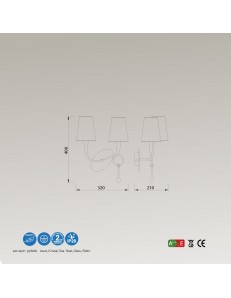 Paola applique elegante argento classica con doppio paralume nero 2