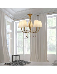 Paola lampadario cucina oro con paralumi crema stilizzato