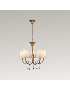 Paola lampadario cucina oro con paralumi crema stilizzato 2