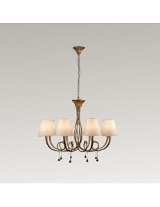 Paola lampadario soggiorno oro con paralumi crema 8 luci