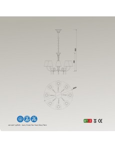 Paola lampadario soggiorno oro con paralumi crema 8 luci 2