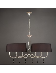 Paola lampadario bilanciere argento con paralumi ovali neri sinuoso 2