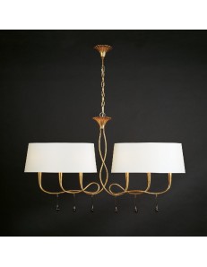 Paola lampadario bilanciere oro con paralumi ovali crema elegante