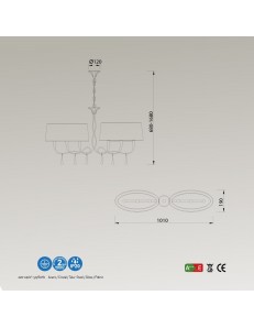 Paola lampadario bilanciere oro con paralumi ovali crema elegante 2