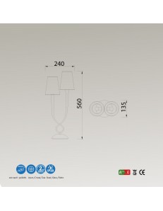 Paola lume argento classica con doppio paralume nero 2