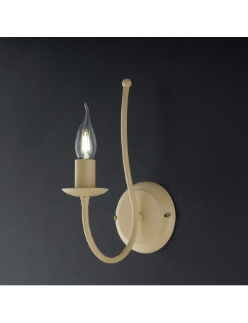 Botte applique in ferro lampada avorio con decorazione decapè 1 luce 