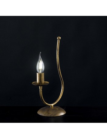 Botte lumetto in ferro laccato marrone con decorazione oro 1 luce 