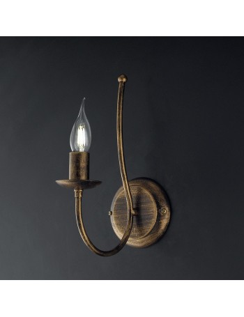 Botte applique in ferro laccato marrone con decorazione oro 1 luce 
