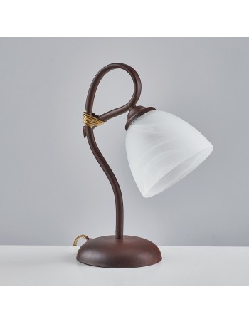 Dallas lumetto in ferro laccato nero con decorazione ruggine e vetro alabastro bianco 1 luce