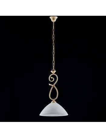 Dallas lampadario da cucina laccato avorio con decorazione decapè e vetro alabastro