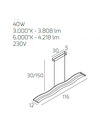 Double Wave lampadario ondulato argento rettangolare led luce dimmerabile intensità