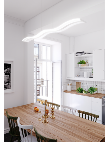 Double Wave lampadario ondulato argento rettangolare led luce dimmerabile intensità