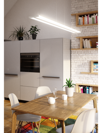 Double Track lampadario lineare bianco rettangolare led luce dimmerabile intensità telecomando