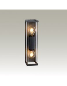 Meribel small applique IP54 doppia luce E27 alluminio vetro rettangolare esterno