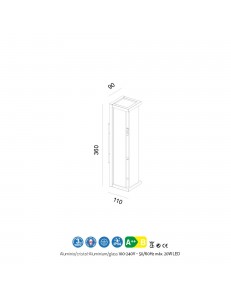 Meribel small applique IP54 doppia luce E27 alluminio vetro rettangolare esterno 2