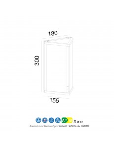 Meribel applique IP54 E27 alluminio vetro triangolare esterno 2