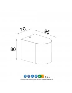 Kandanchu applique grigio IP54 GU10 alluminio vetro tondeggiante esterno 2