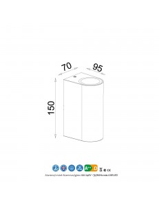 Kandanchu applique ruggine IP54 GU10 alluminio vetro doppia luce 2