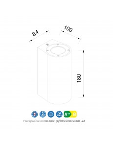Levi lampada parete cemento grigio IP65 GU10 cilindrica esterno 2