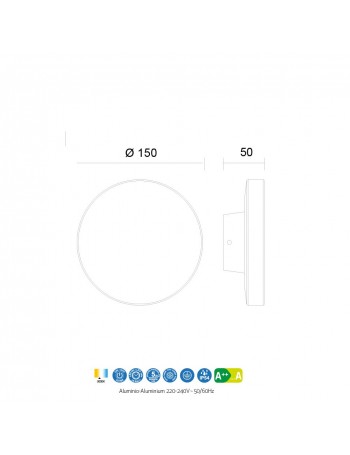 Bora applique LED 9,6w IP54 alluminio luce indiretta rotonda grigio scuro